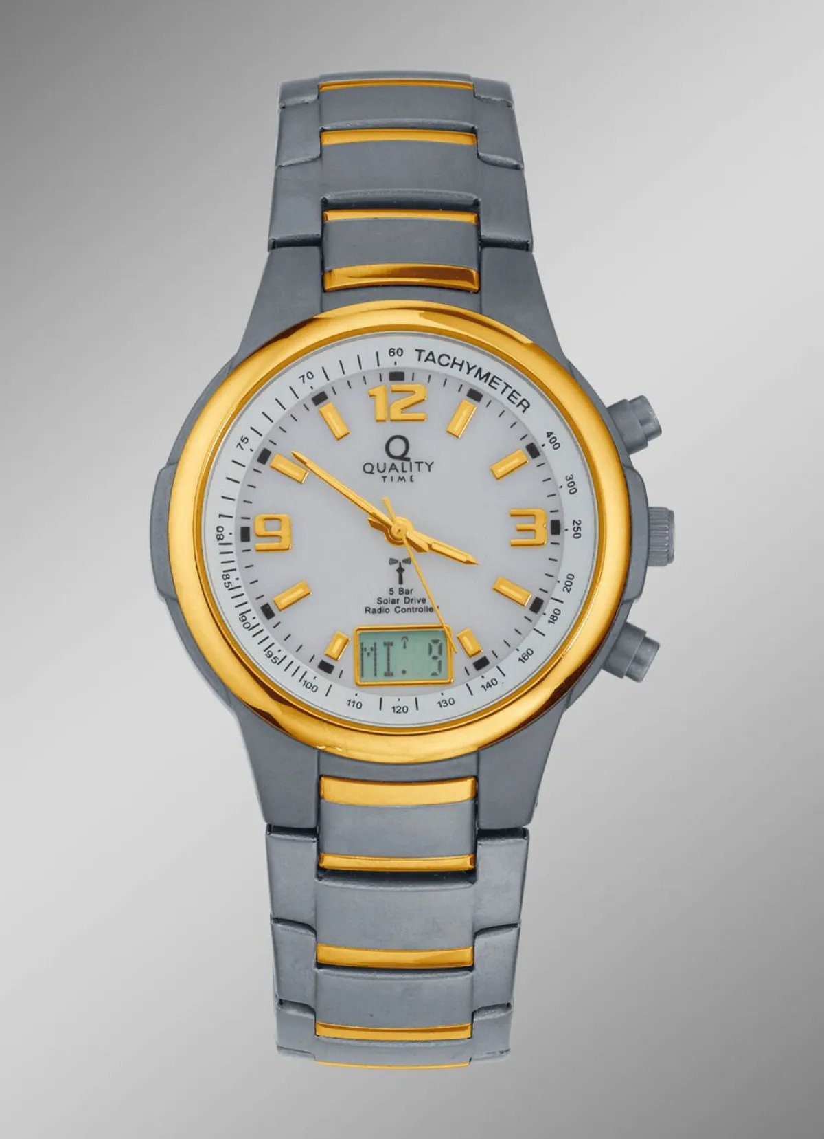 Herren QUALITY TIME Elegante Funk-Solar-Herrenuhr der Marke