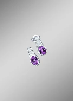 Damen BADER Elegante Ohrstecker mit echt Amethyst und synth. Zirkonia