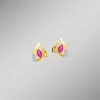 Damen BADER Elegante Ohrstecker mit Rubin und Zirkonia