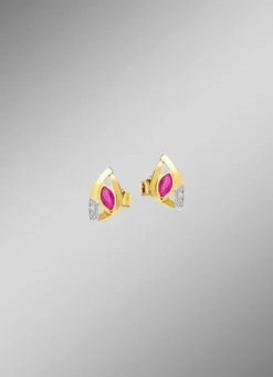 Damen BADER Elegante Ohrstecker mit Rubin und Zirkonia