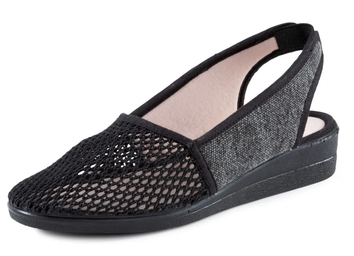 Damen ELENA EDEN Sandale aus luftigem Meshmaterial und Textil mit Metallicschimmer