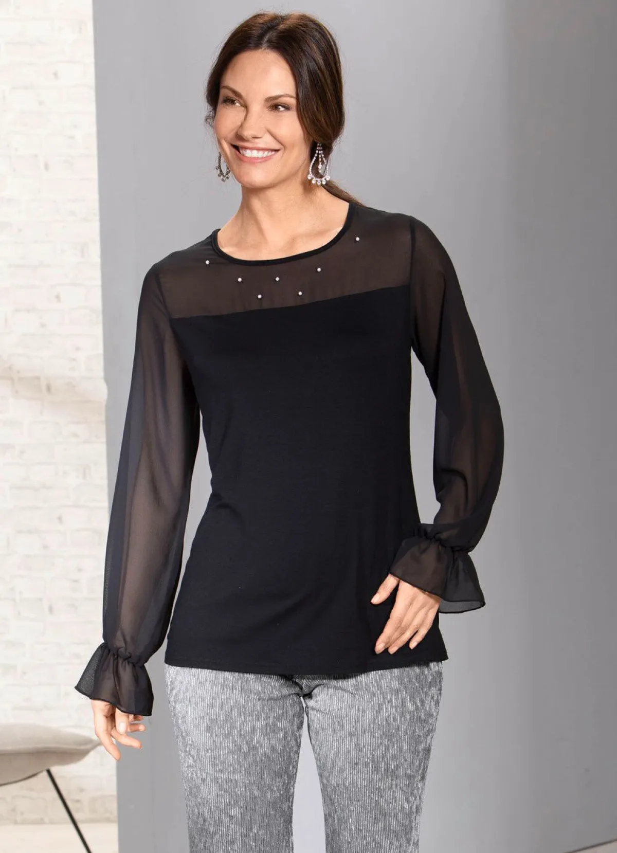 Damen BADER Exzellentes Shirt mit Chiffon-Verarbeitung