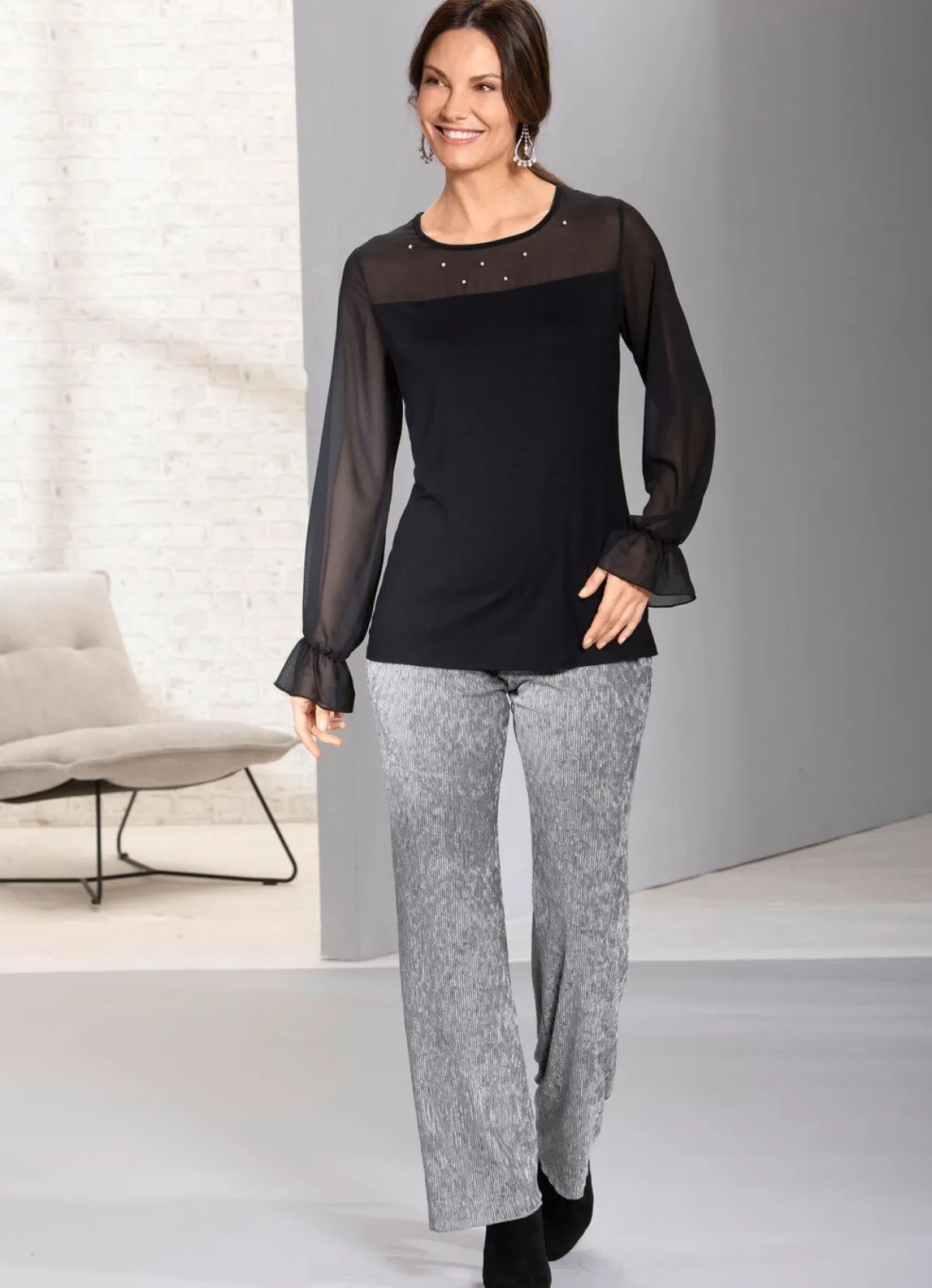 Damen BADER Exzellentes Shirt mit Chiffon-Verarbeitung