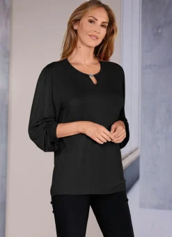 Damen BADER Exzellentes Shirt mit Schlitz und Zierschmuck in 2 Farben