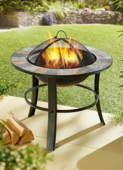 BADER Feuerstelle Stonegate mit stilvollem Schiefer-Mosaik-Finish