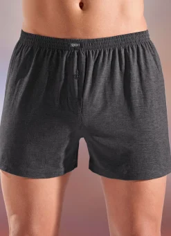 Herren BADER Fünferpack Boxershorts aus BIO-Baumwolle mit Eingriff, uni und meliert