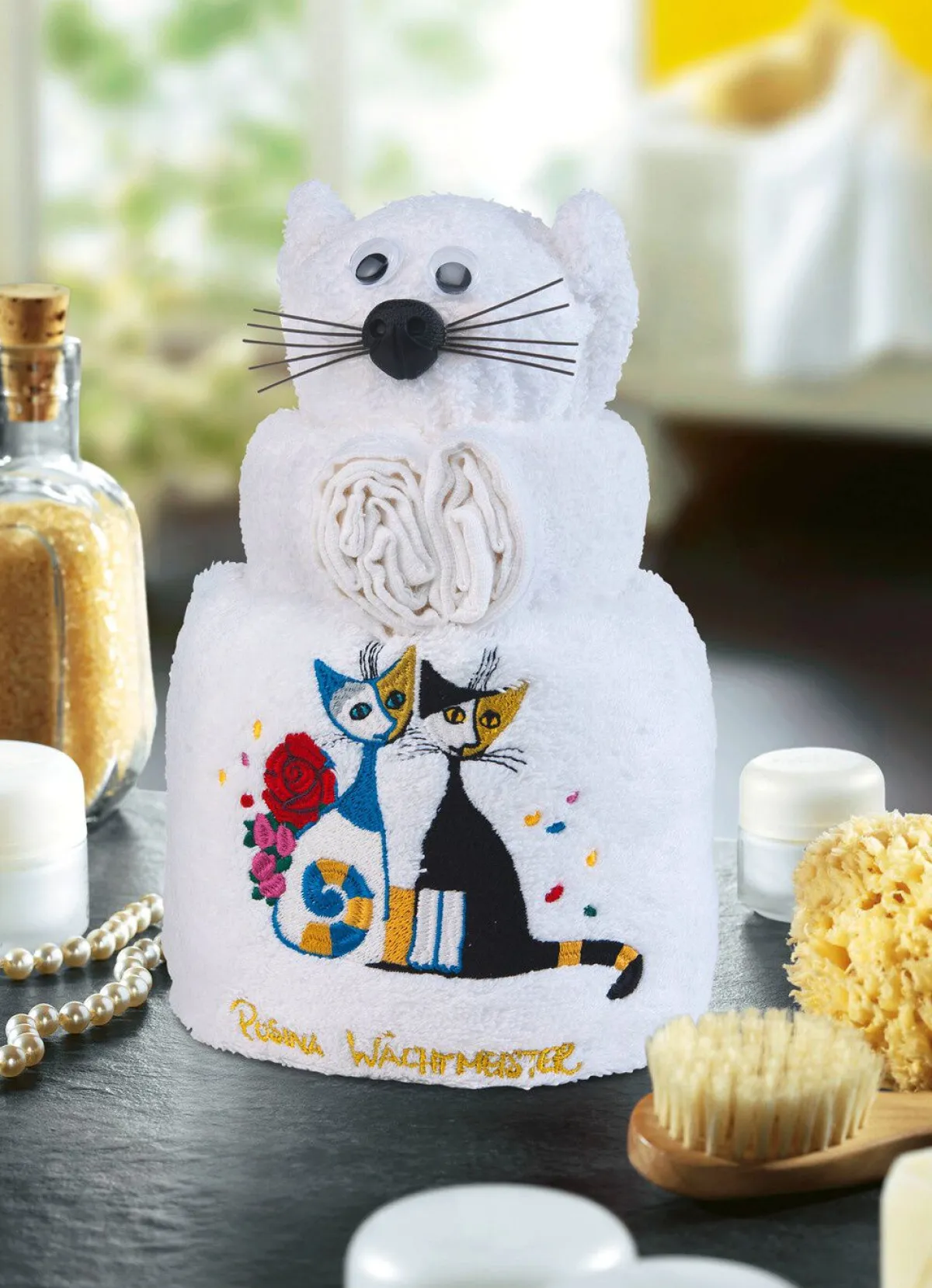 ROSINA WACHTMEISTER Frottier-Katze mit Motiv von der Künstlerin