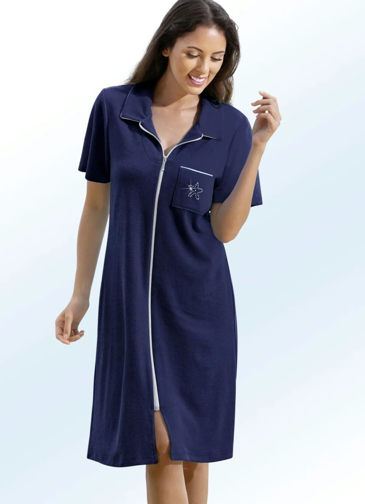 Damen BADER Frottier-Kleid mit durchgehendem Reißverschluss
