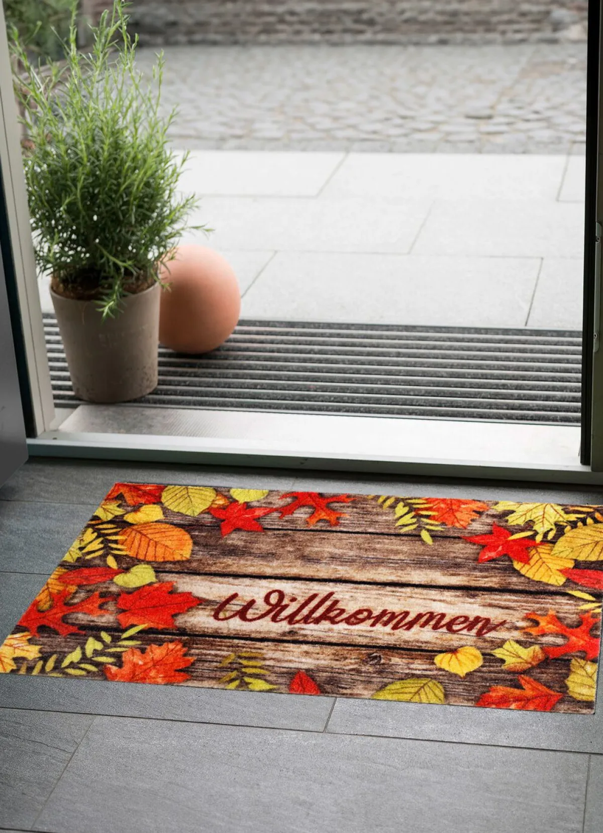 BADER Fußmatte Herbstblätter mit rutschhemmender Rückseite