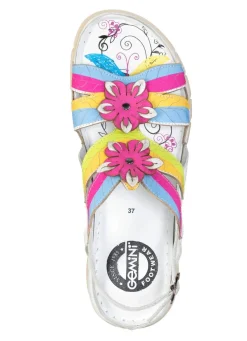 Damen Gemini Sandale mit dekorativen Lederblüten