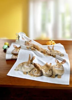 BADER Geschirrtücher mit Hasen-Motiv, 2er-Pack