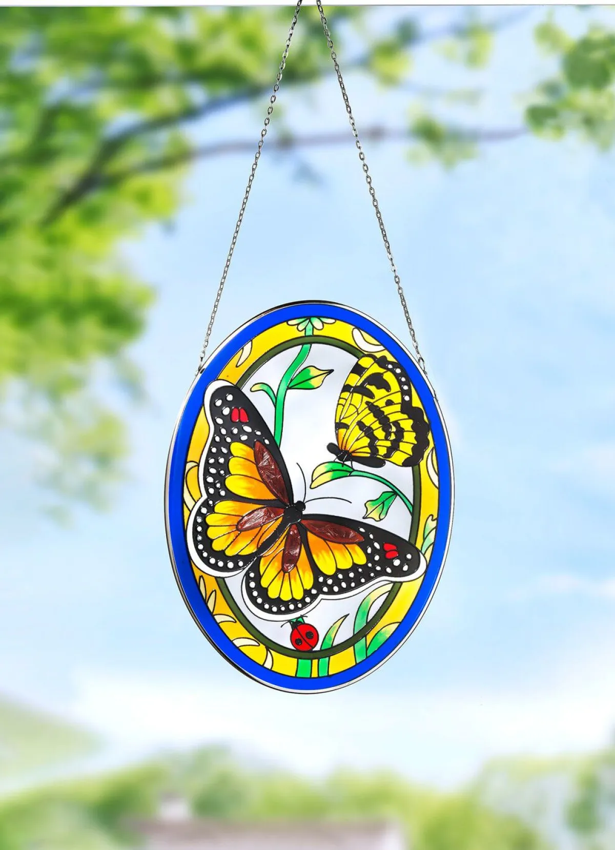 BADER Glasbild mit Metallrahmen und Metallkette