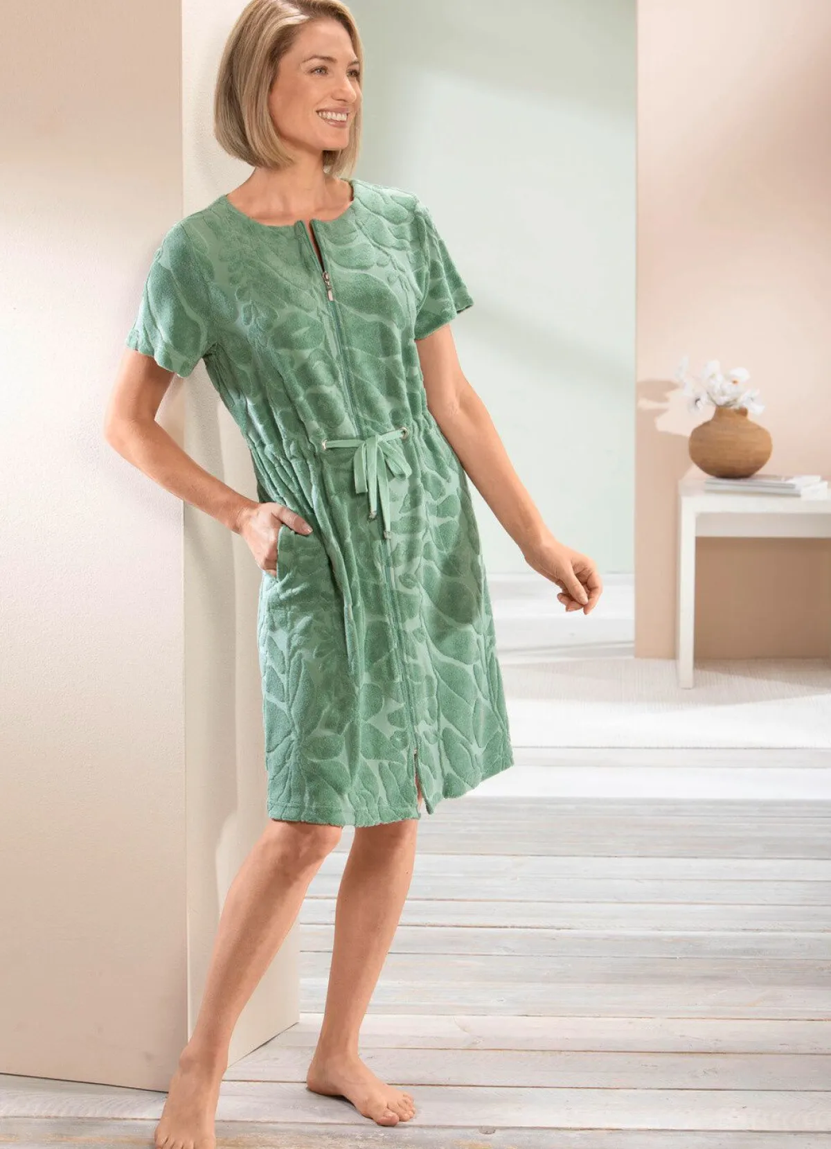 Damen COMODO Hauskleid mit Bindeband