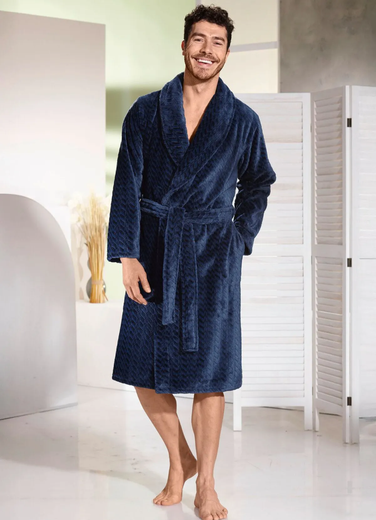 Herren PASTUNETTE FOR MEN Hausmantel aus Microplüsch