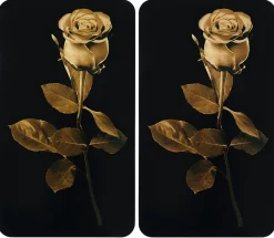 WENKO Herdabdeckplatten mit Goldene Rosen-Motiv, 2er-Set