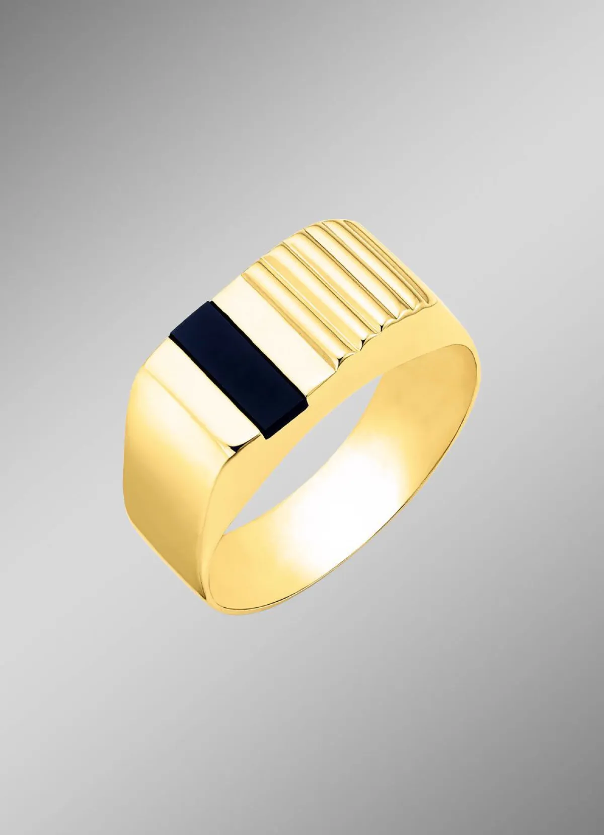 Herren BADER Herrenring aus 375er Gold mit Onyx