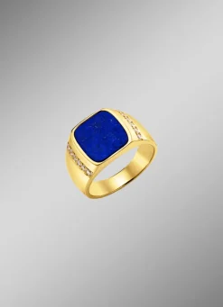 Herren BADER Herrenring mit Lapislazuli und Zirkonia