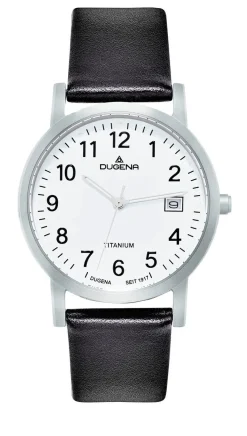 Herren DUGENA Herrenuhr mit Titangehäuse und Lederband