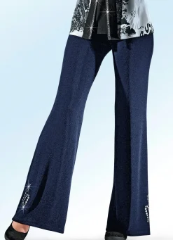 Damen KLAUS MODELLE MADE IN GERMANY Hose mit Metallplättchen-und Strasszier