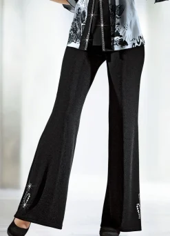 Damen KLAUS MODELLE MADE IN GERMANY Hose mit Metallplättchen-und Strasszier