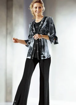 Damen KLAUS MODELLE MADE IN GERMANY Hose mit Metallplättchen-und Strasszier