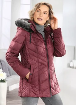 Damen BADER Jacke mit abnehmbarem Kunstpelz-Besatz an der Kapuze