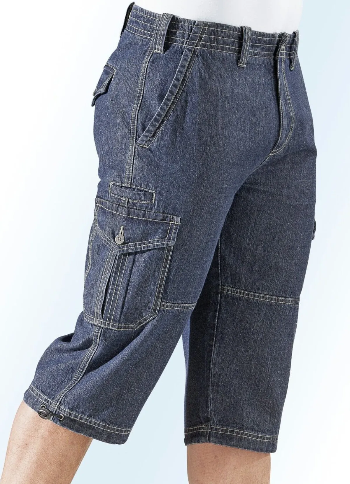 Herren BADER Jeans-Bermudas mit Cargotaschen in 3 Farben