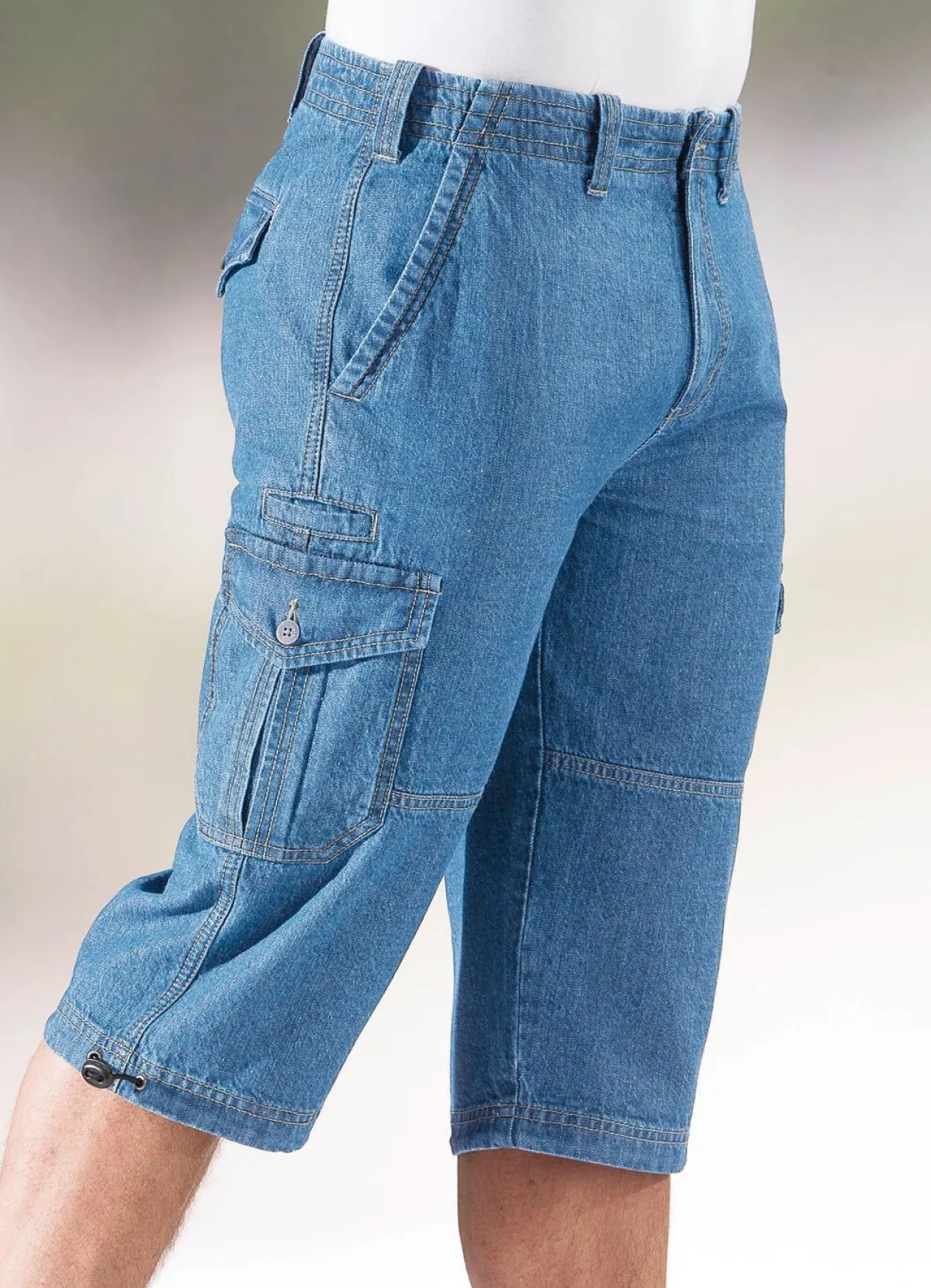 Herren BADER Jeans-Bermudas mit Cargotaschen in 3 Farben
