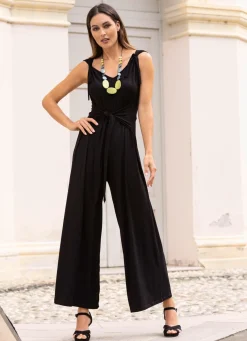 Damen laurakent Jumpsuit mit angenähtem Hüftbindegürtel in 3 Farben