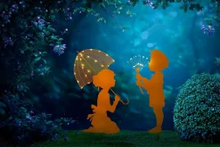 BADER Junge und Mädchen mit Schirm