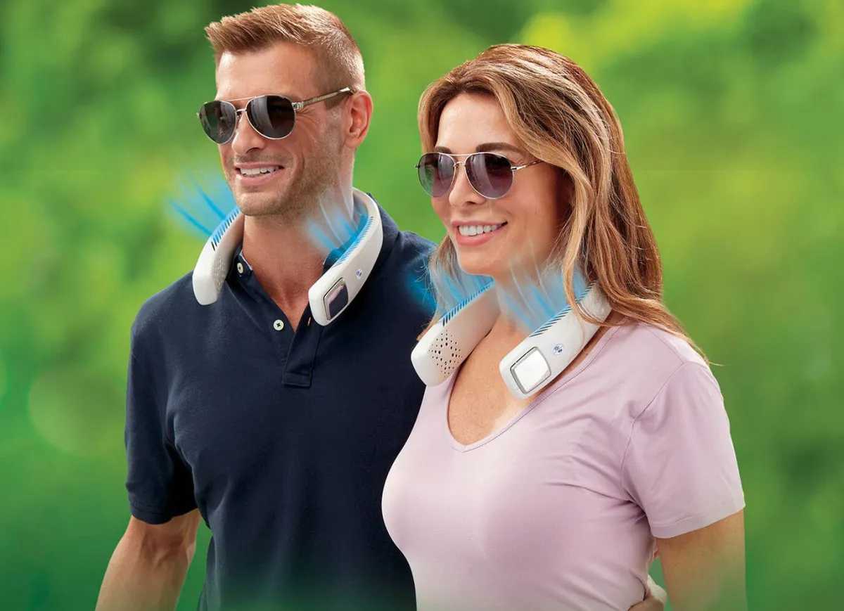 LIVINGTON Kabelloser Cool2Go-Luftkühler zum Umhängen