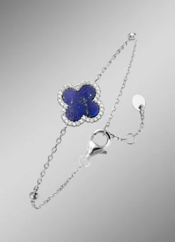 Damen BADER Kleeblatt-Armband mit echt Lapislazuli und synth. Zirkonia