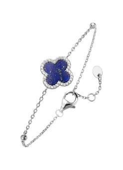 Damen BADER Kleeblatt-Armband mit echt Lapislazuli und synth. Zirkonia