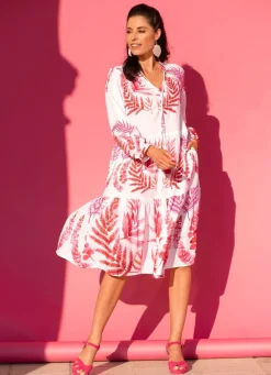 Damen laurakent Kleid mit Bindeband am Ausschnitt