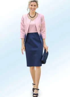 Damen BADER Kleid mit Bolero und Perlen- sowie Strasssteinzier