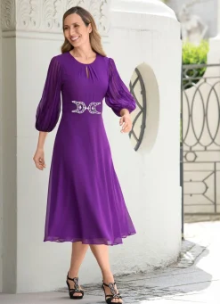 Damen BADER Kleid mit funkelnder Schmuckstein-Applikation