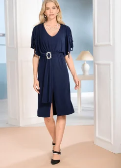 Damen BADER Kleid mit Schmuckspange