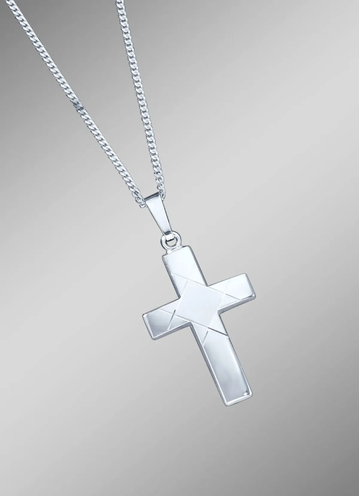 Herren BADER Kreuz-Anhänger mit Panzerkette