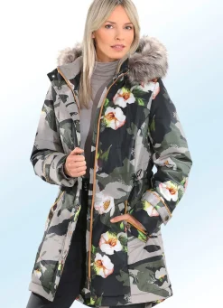 Damen BADER Kurzmantel mit Camouflage- und Blüten-Dessin
