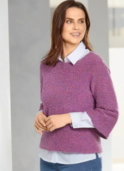 Damen BADER Kurzpullover aus Bouclé-Melangegarn