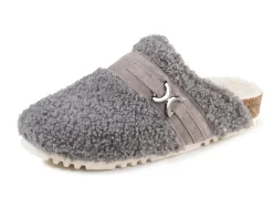Damen LAURINA Pantoffel aus weichem Plüsch mit Veloursbesatz