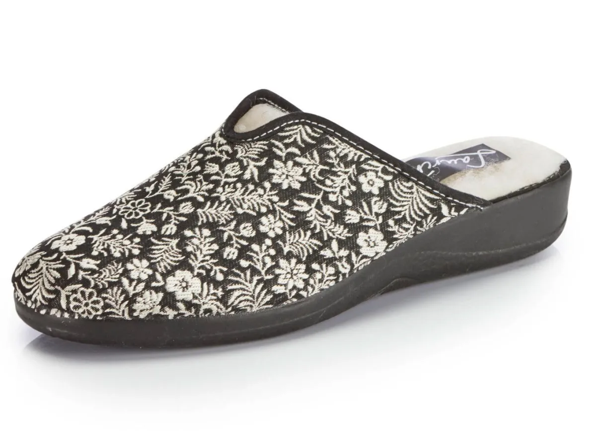 Damen LAURINA Pantoffel mit Blumen-Stickerei