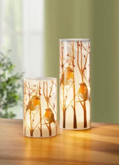BADER LED-Windlicht mit Rotkehlchen-Motiv, 2er-Set