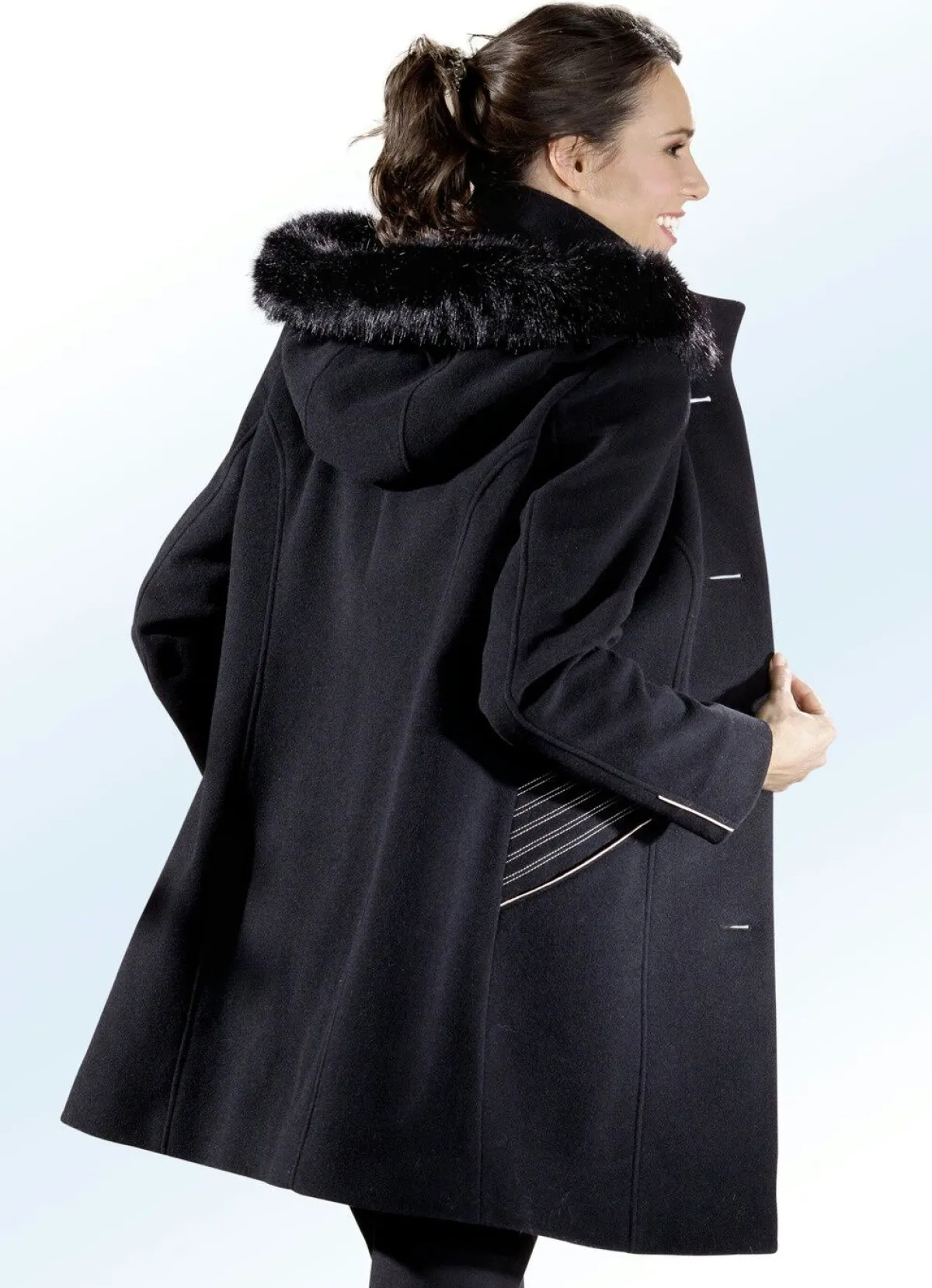 Damen BADER Longjacke in 2 Farben mit kontrastfarbenem Zierstepp an den Schubtaschen