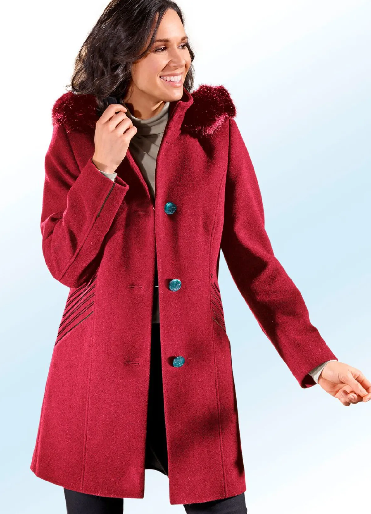 Damen BADER Longjacke in 2 Farben mit kontrastfarbenem Zierstepp an den Schubtaschen
