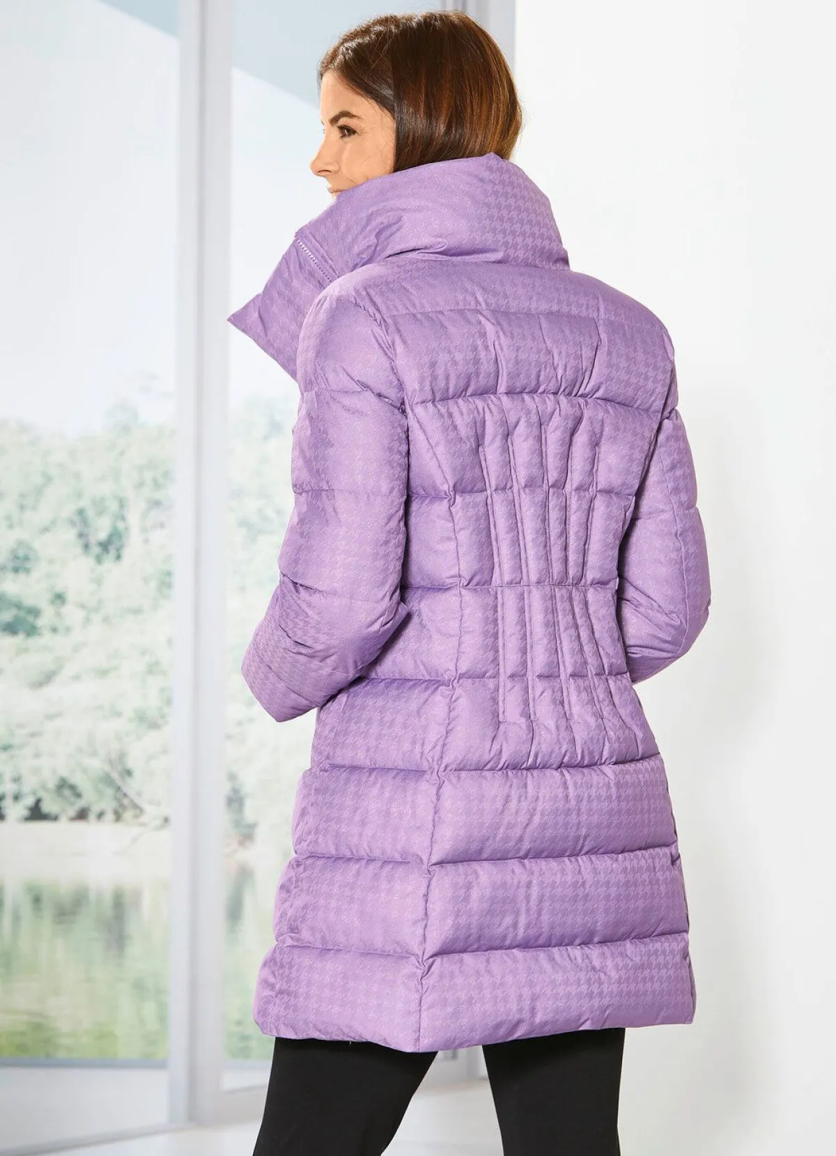Damen BADER Longjacke mit dezent glänzendem Hahnentritt-Dessin