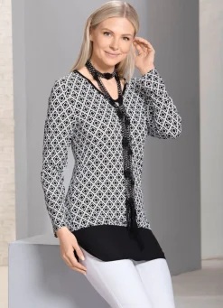 Damen BADER Longshirt mit abgerundetem Chiffon-Abschluss
