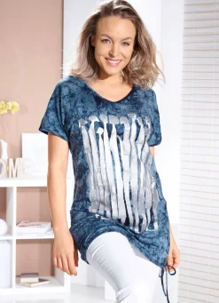 Damen BADER Longshirt mit Kontrast-Druck in 2 Farben