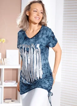Damen BADER Longshirt mit Kontrast-Druck in 2 Farben