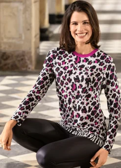 Damen BADER Longshirt mit kontrastfarbenem Bündchen in 2 Farben